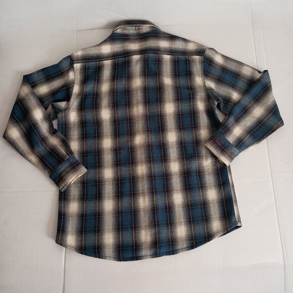 Five Brothers Heavy Weight Blue Black White Plaid Shacket Shirt Men’s Size M - Picture 5 of 16